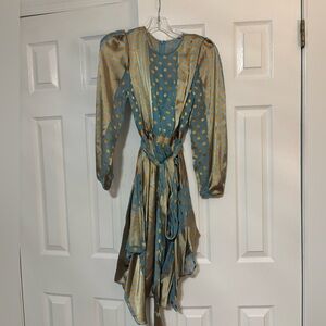 Diane Von Furstenberg silk Blue and Gold Dress women’s size 0